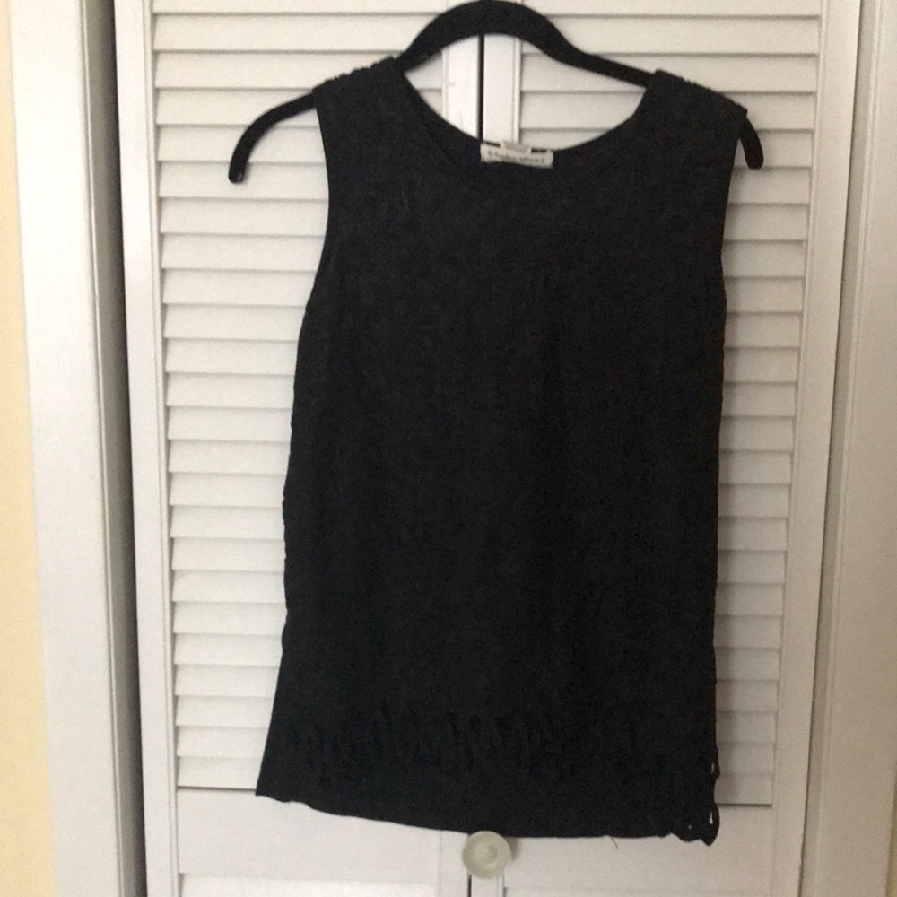 Black lace front top